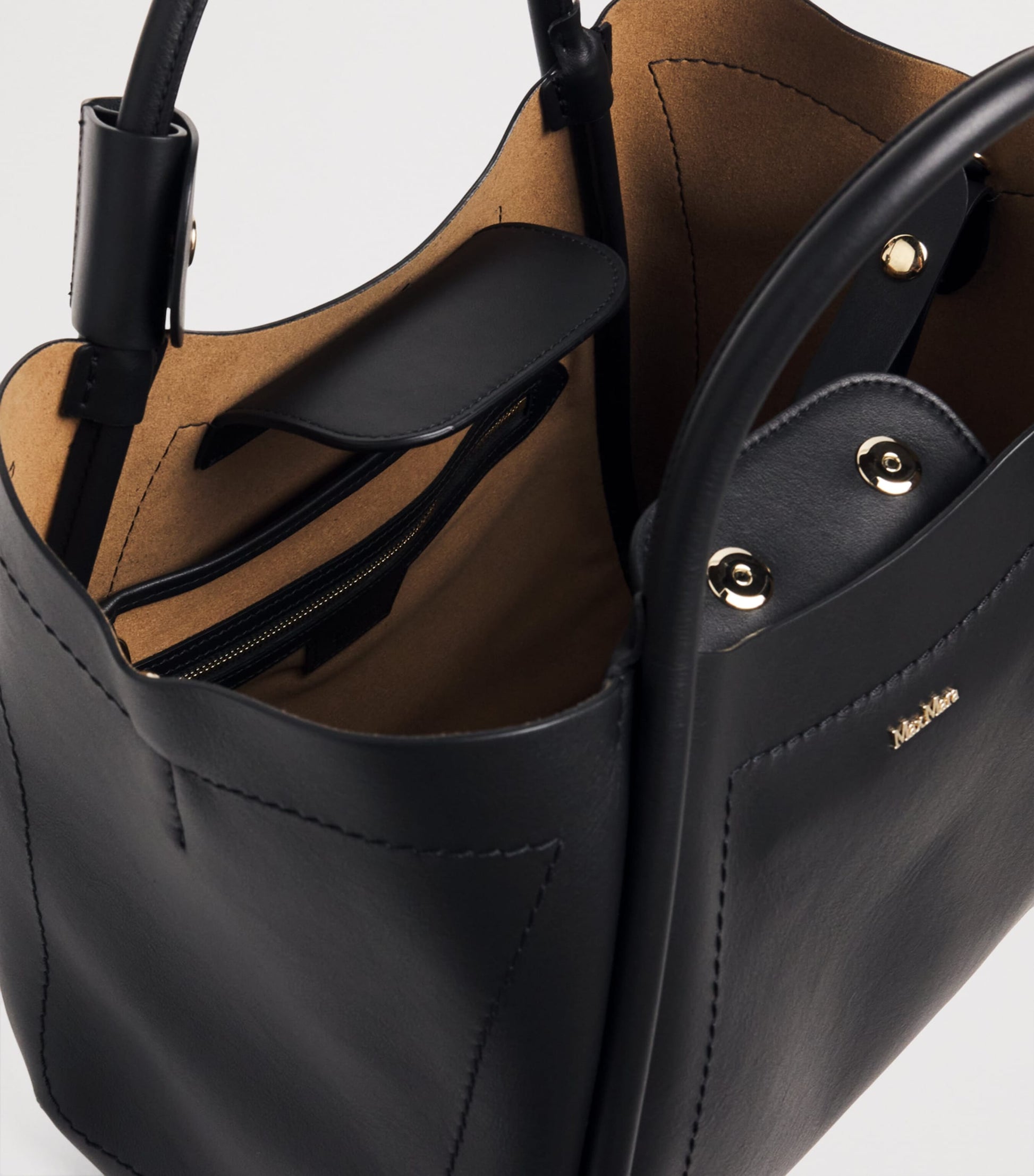 Black Small Leather Marine Top-Handle Bag