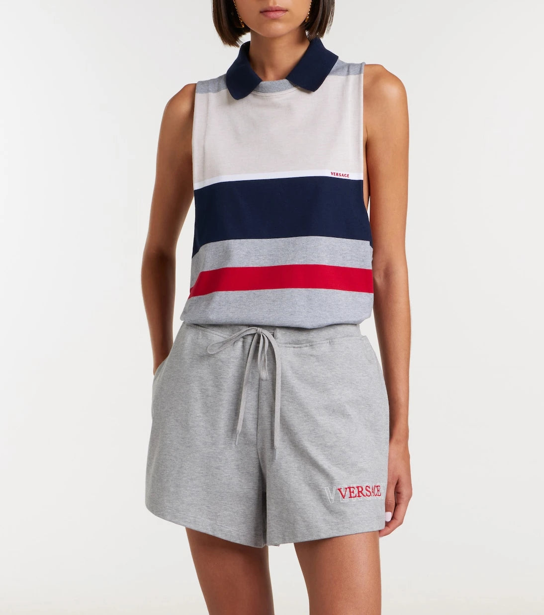 Versace - Striped cotton jersey polo dress