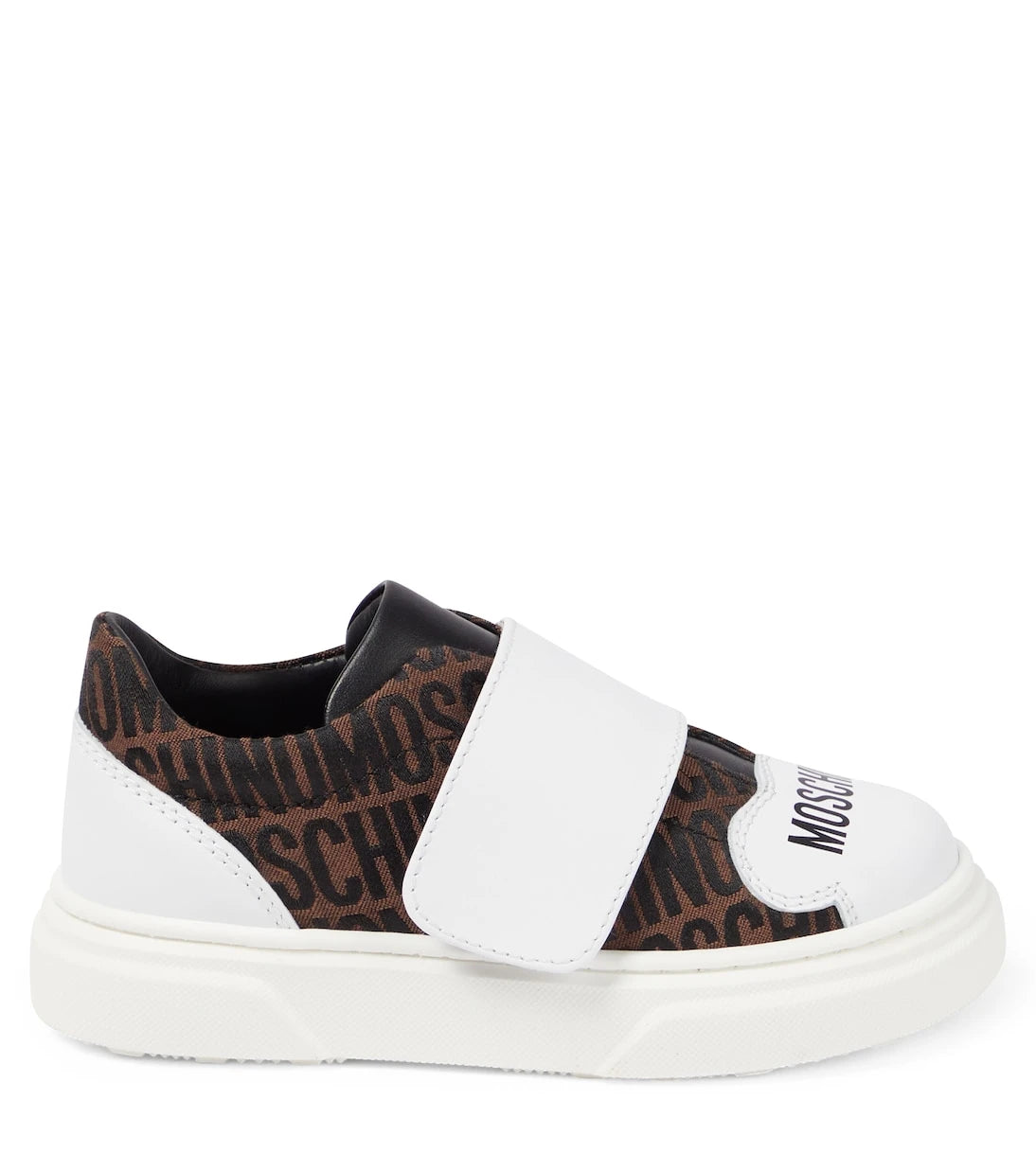 Moschino Kids - Logo leather-trimmed sneakers
