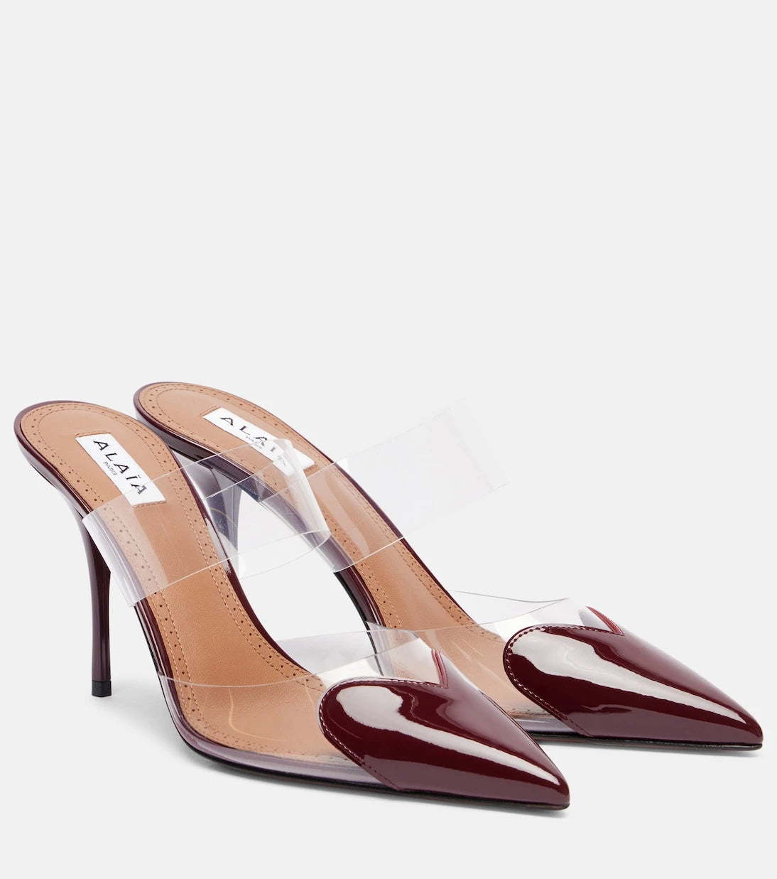 Alaïa - Le Cœur 90 patent leather and PU mules