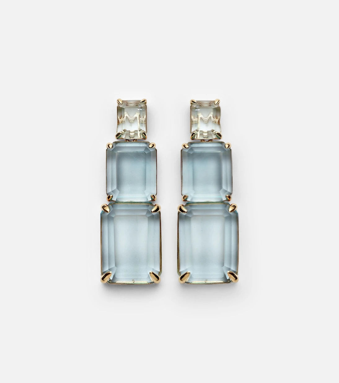 Mateo - Arithmetic Composition 14kt gold drop earrings with topaz