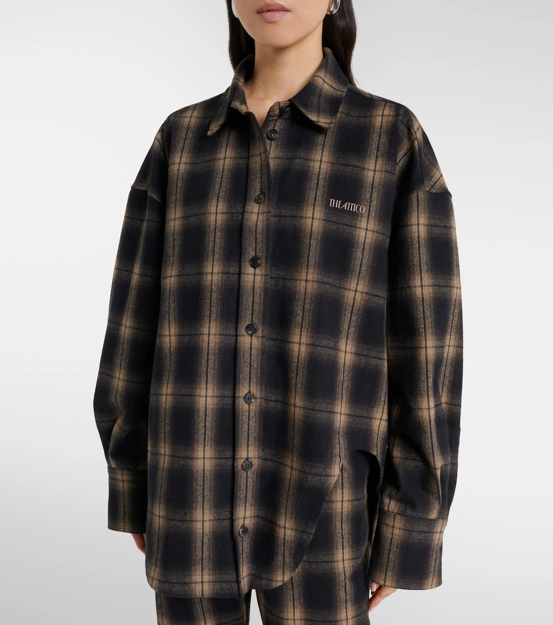 The Attico - Checked oversized cotton flannel shirt