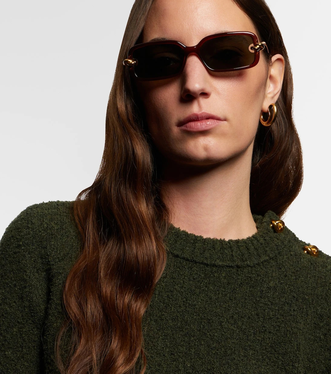 Bottega Veneta - نظارات شمسية مستطيلة Knot