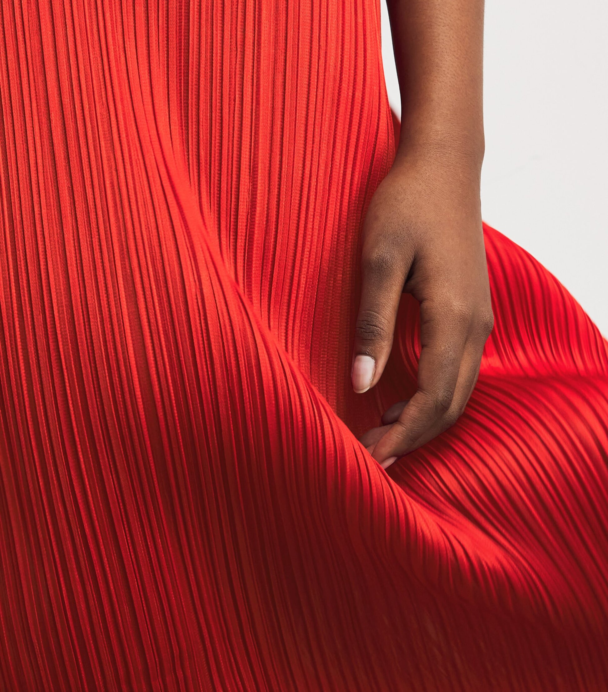Pleats Please Issey Miyake Red Monthly Colors July Midi Dress