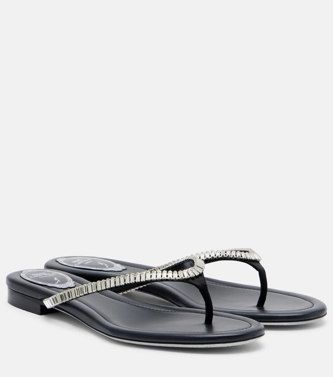 Rene Caovilla - Embellished satin thong sandals
