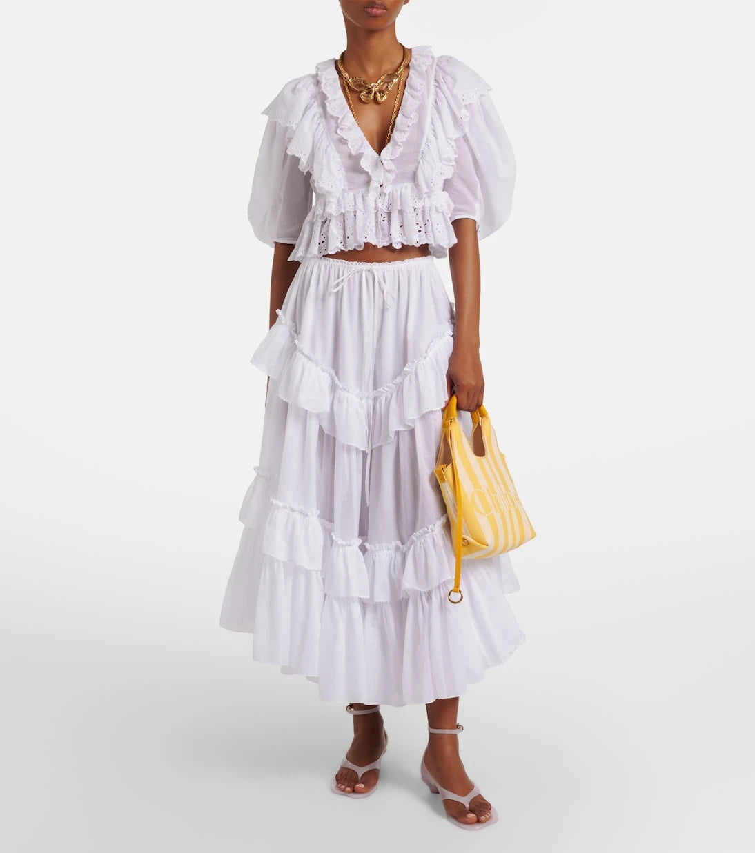 Chloé - Chloé Stripy Mini jacquard top-handle bag