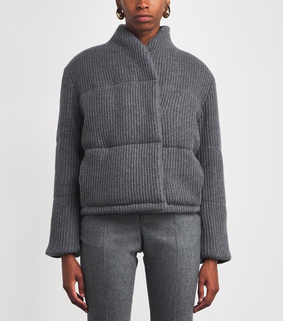 Le Kasha Grey Cashmere Linz Puffer Jacket