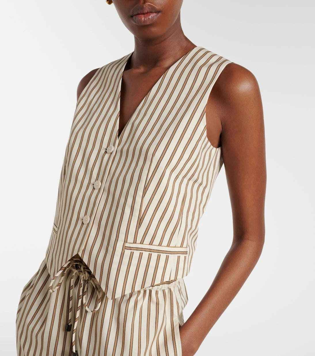 Max Mara - Fauno striped cotton and silk vest