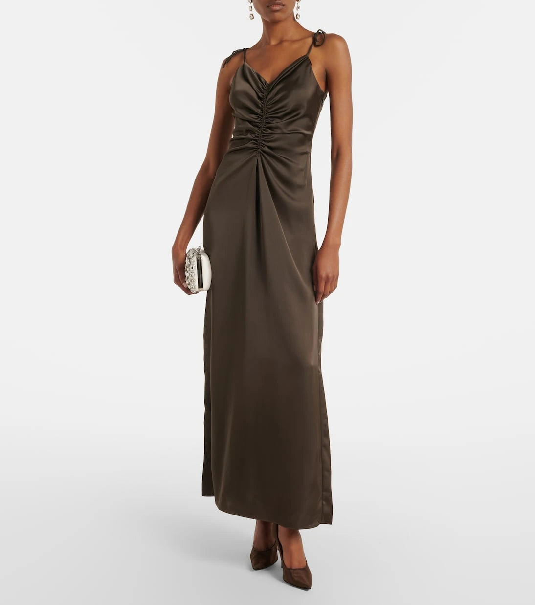 Rotate - Ruched satin maxi dress