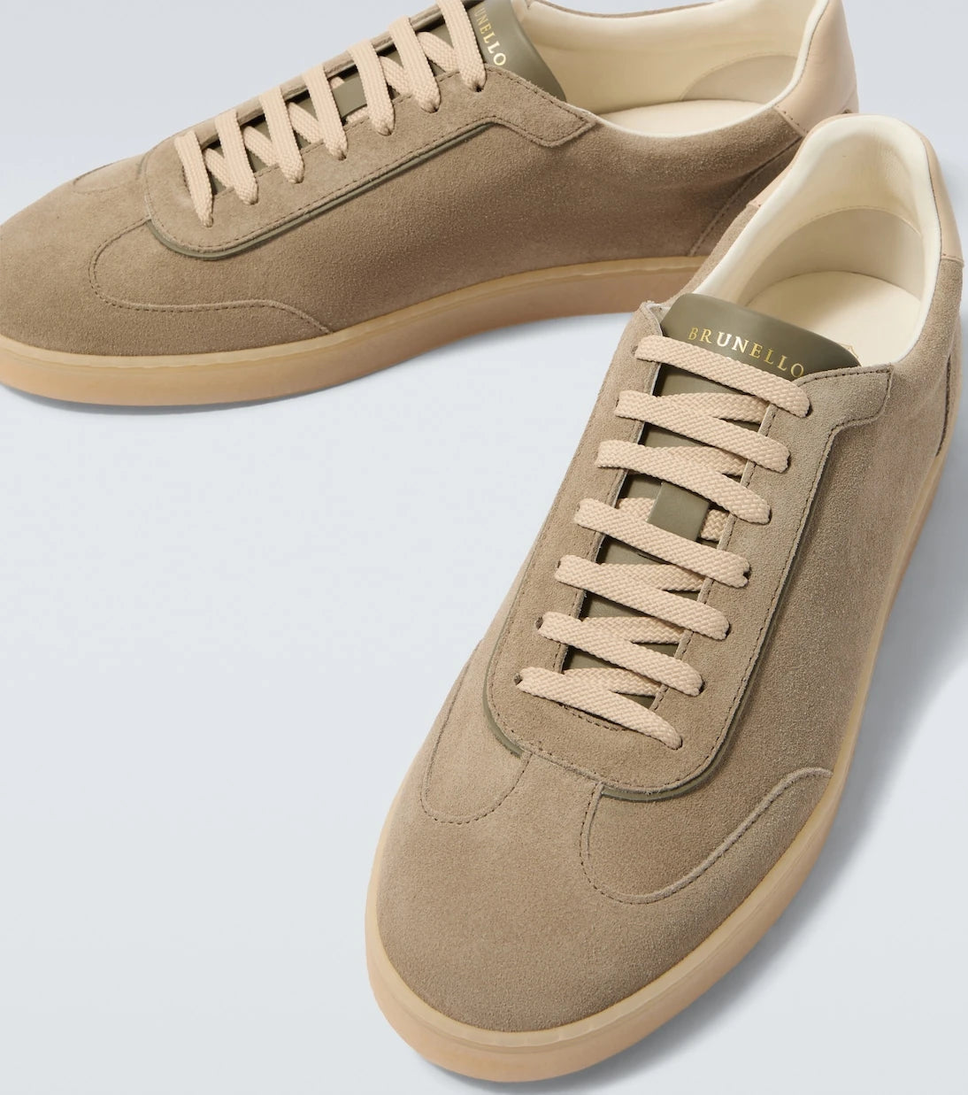 Brunello Cucinelli - Leather-trimmed suede sneakers