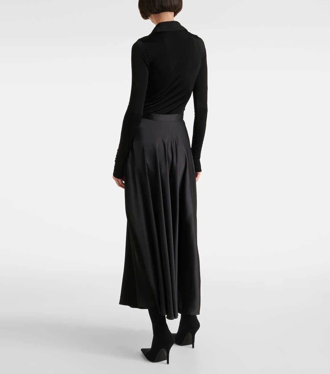Balenciaga - Asymmetric satin midi skirt