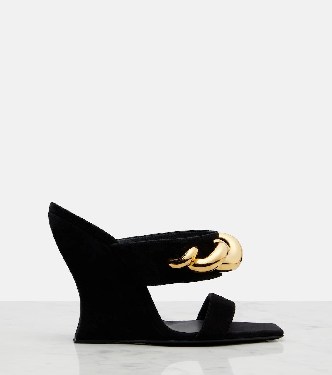Alaïa - Wave Jewel 110 حذاء مفتوح بكعب ويدج من الشمواه