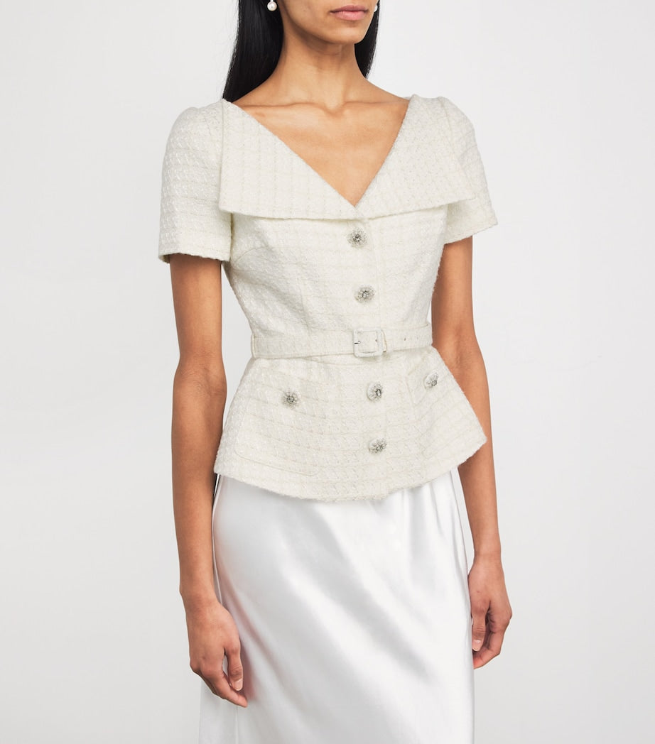 Self-Portrait Ivory Tailored Belted Maxi Dress