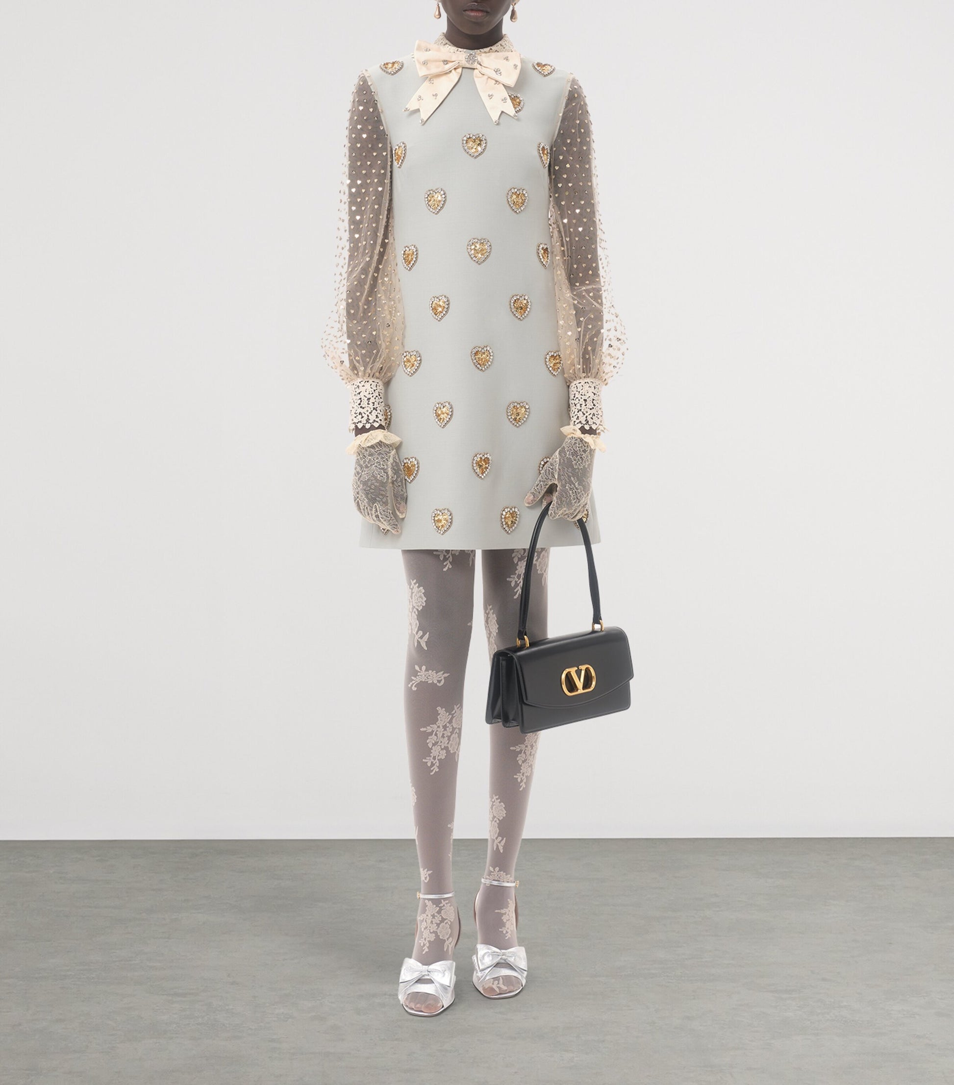 Valentino Blue Wool-Silk Embroidered Mini Dress