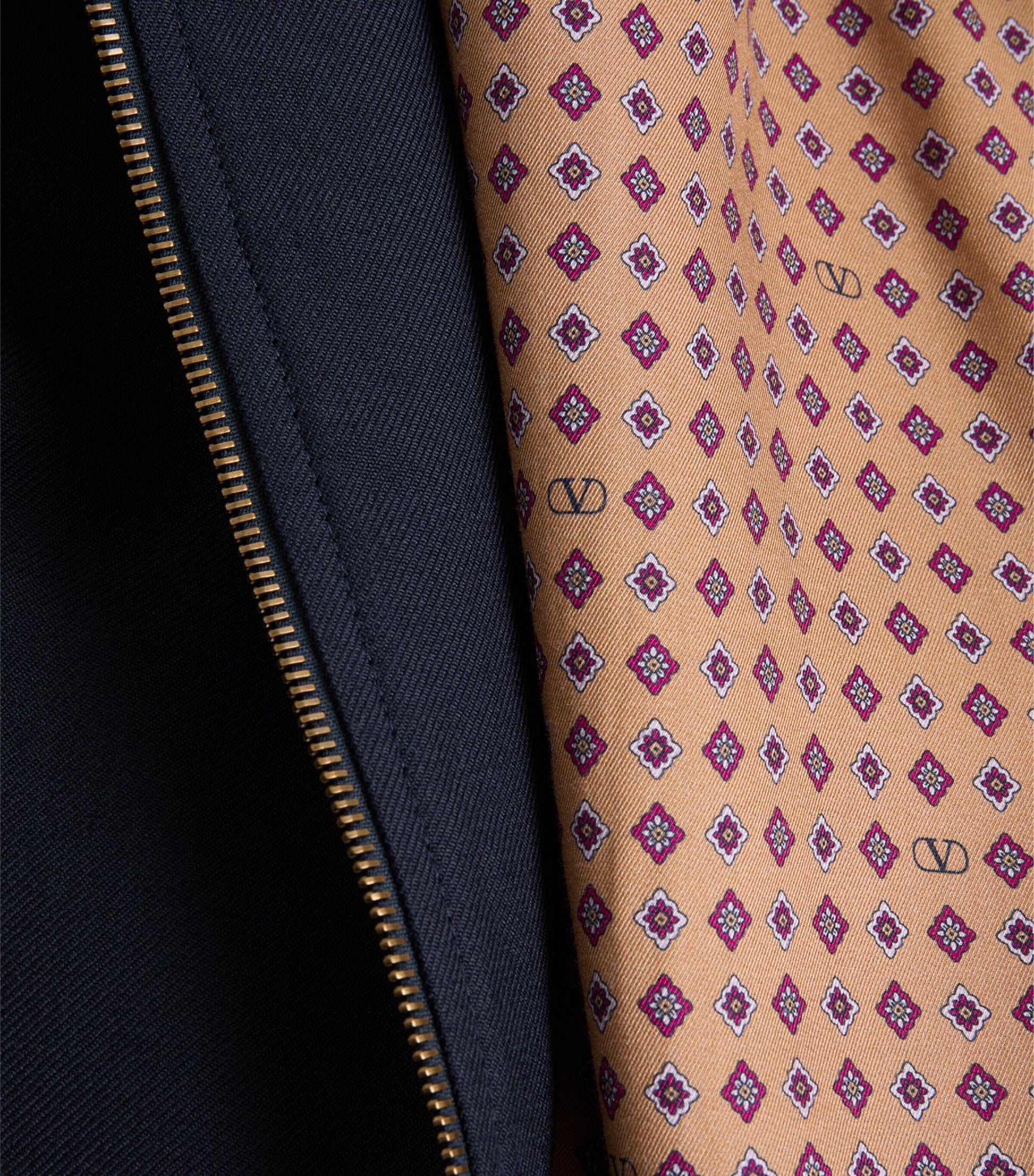 Valentino Garavani Blue Wool-Blend VLogo Bomber Jacket