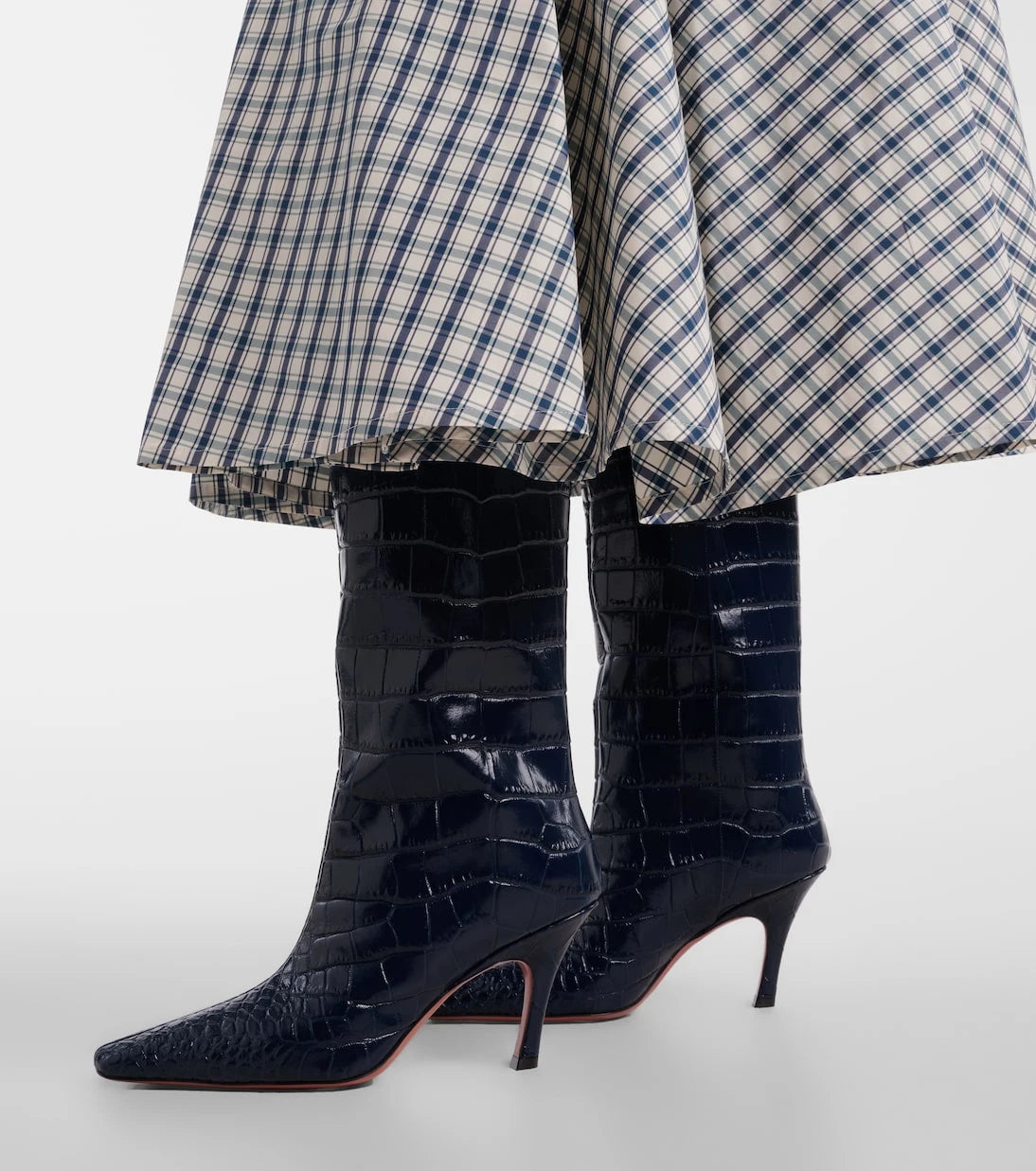 Amina Muaddi - Mona croc-effect leather knee-high boots