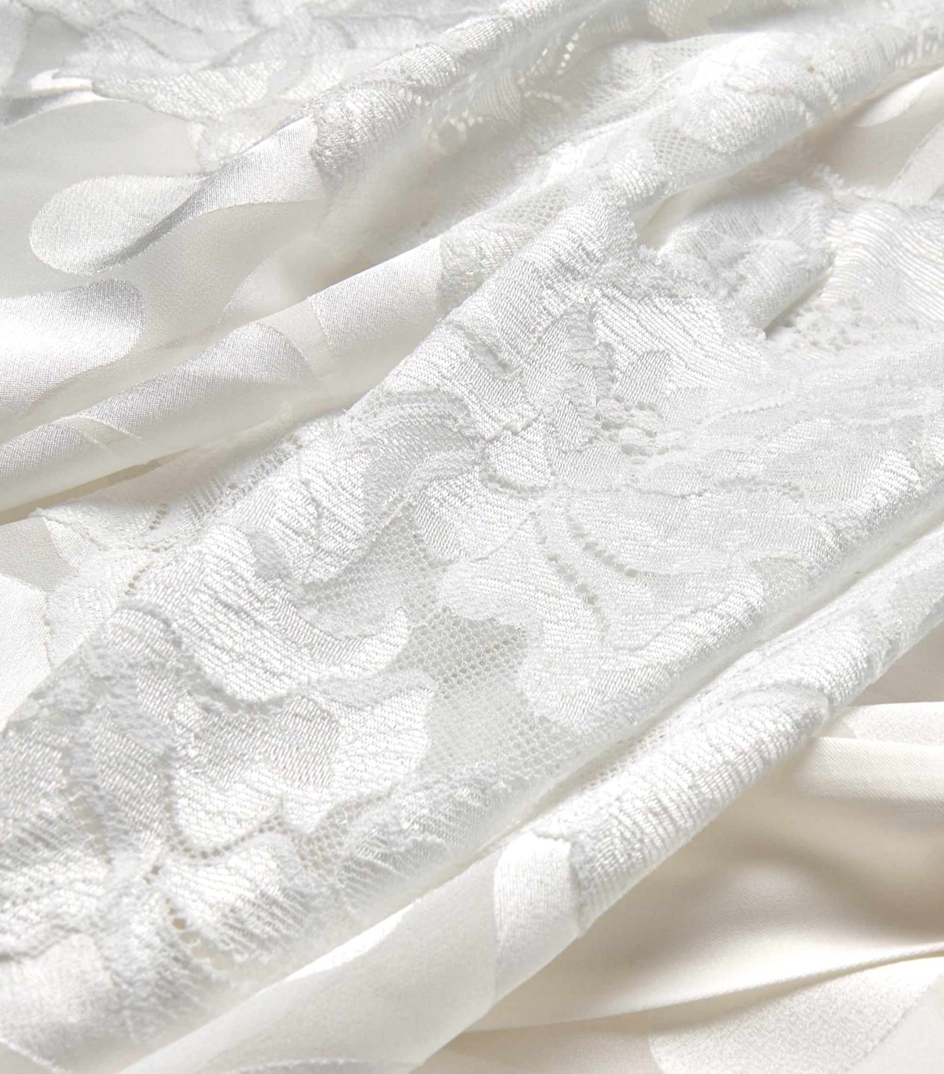 Bocan White Lace-Trim Charlotte Long Robe