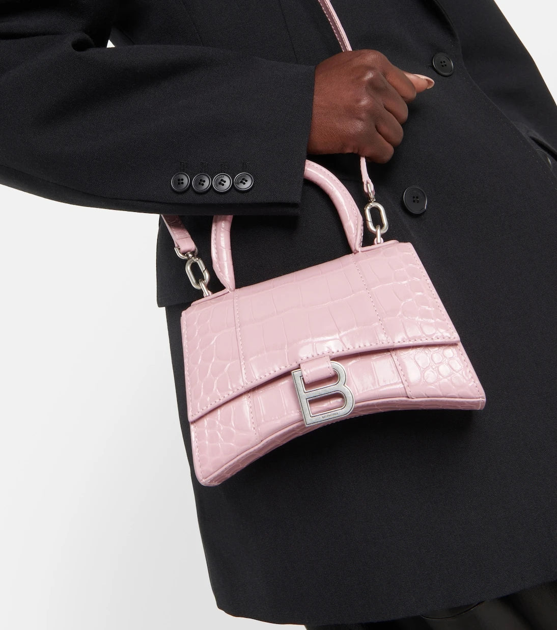 Balenciaga - Hourglass Small croc-effect tote bag