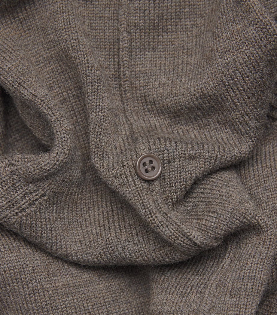 STAUD Brown Wool Scarf-Neck Canal Midi Dress