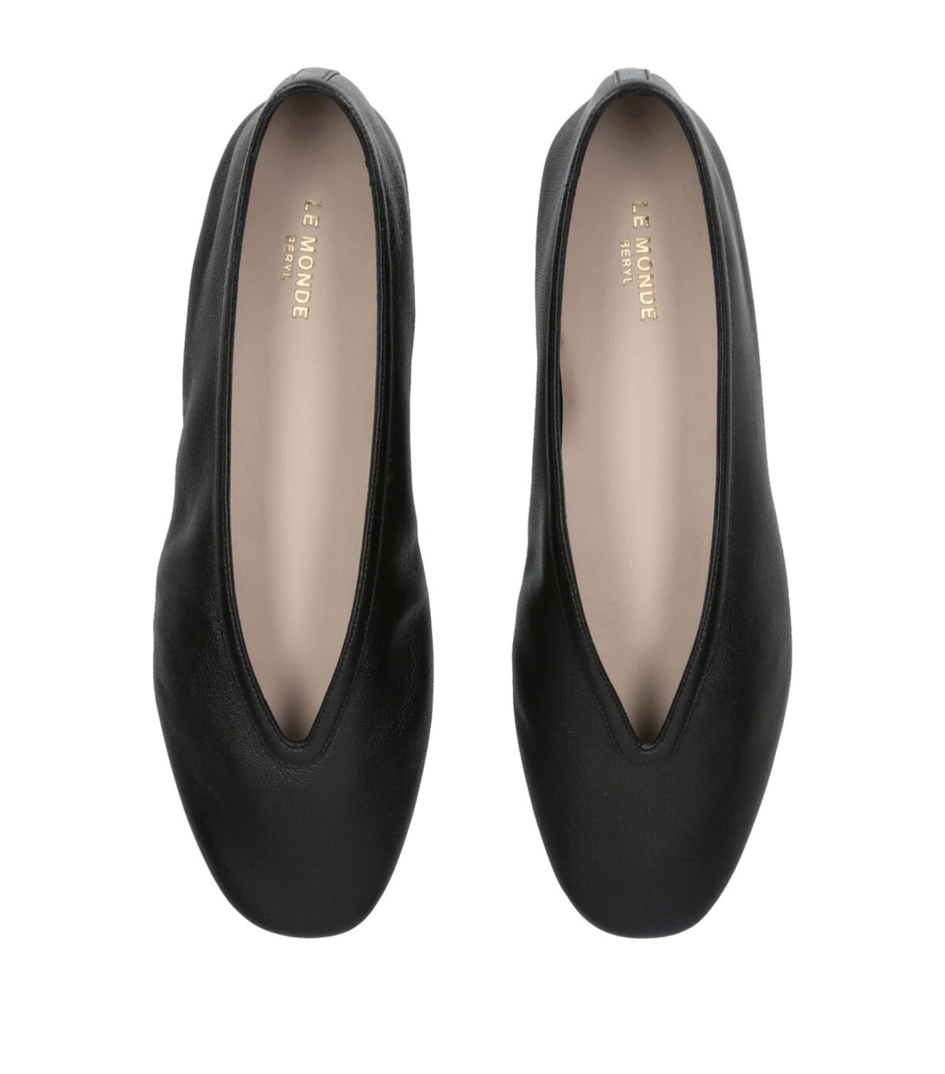 Le Monde Beryl Black Leather Luna Ballet Flats