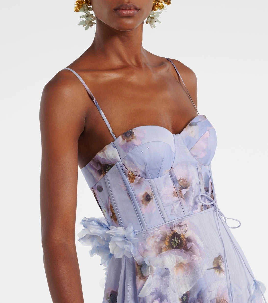 Zimmermann - Hypnotic floral linen and silk bustier dress