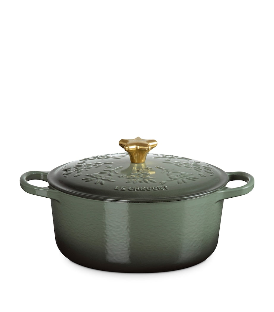 Cast Iron Christmas Round Casserole Dish (24 cm)