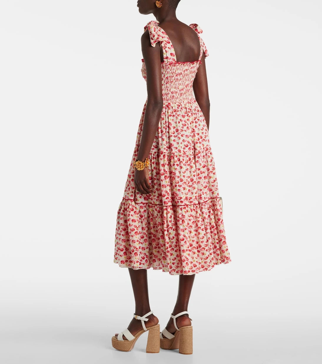 Poupette St Barth - Triny polka-dot shirred midi dress