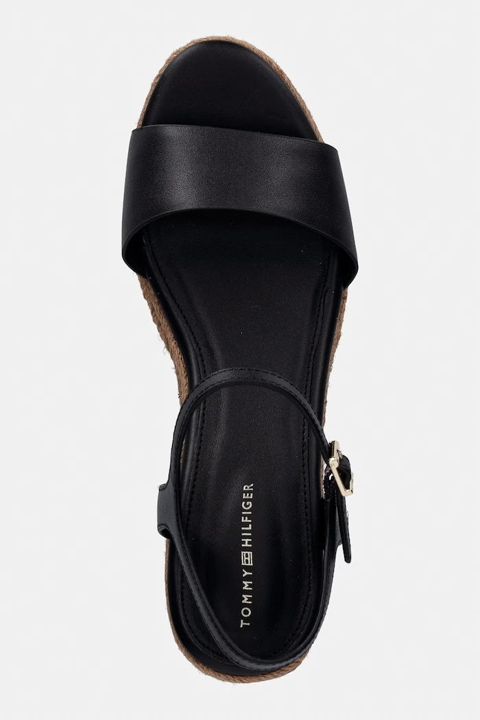 Tommy Hilfiger Deri Kıvrımlı Platform Sandalet MID WEDGE ESPAD LEATHER