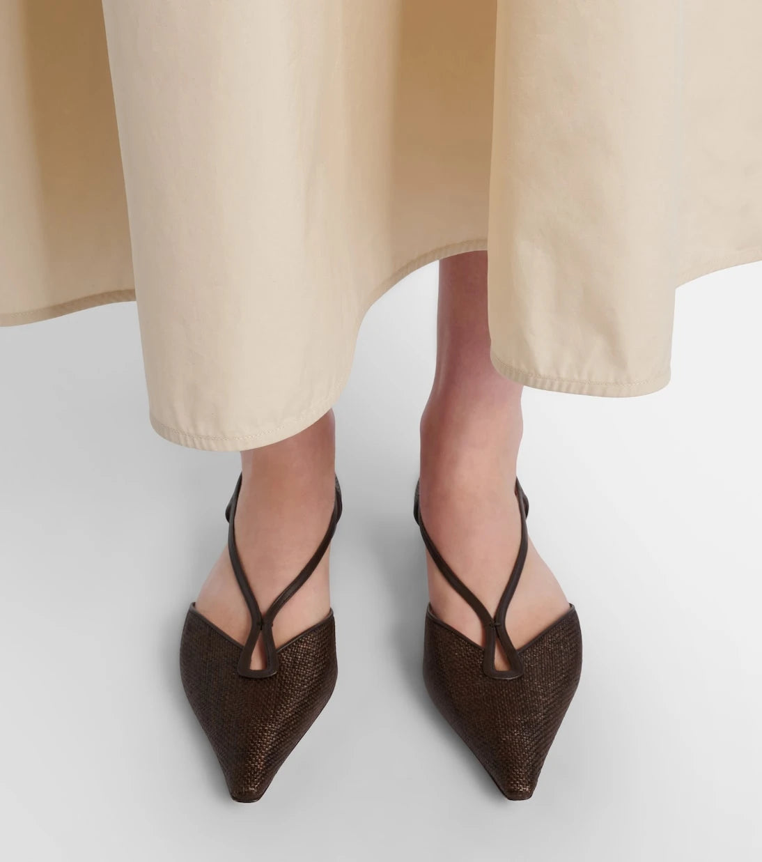 Max Mara - Volpino leather-trimmed woven ballet flats