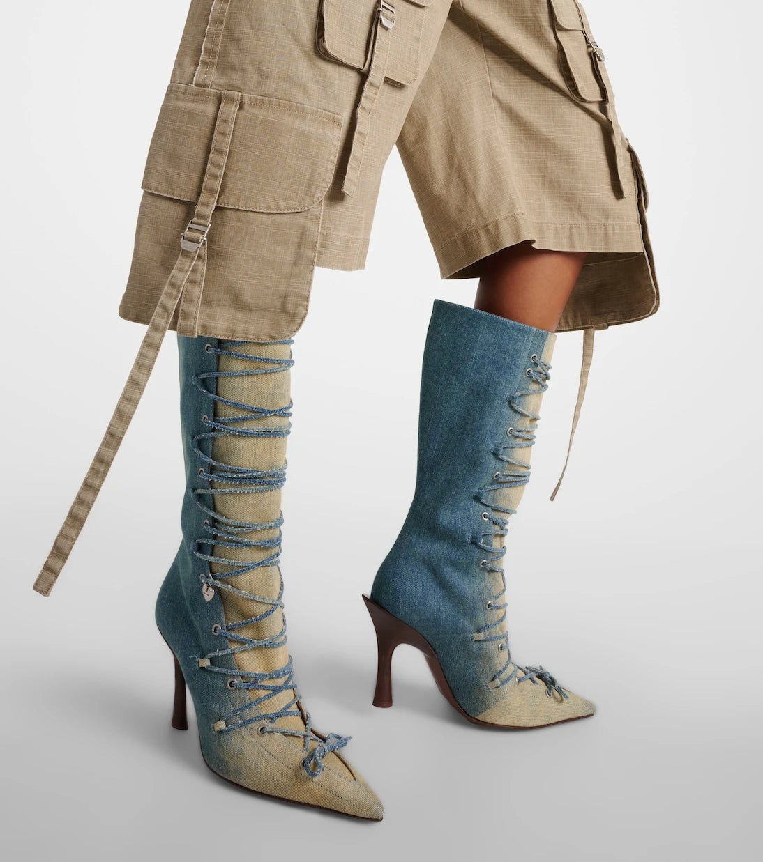 Acne Studios - Bitten denim knee-high boots