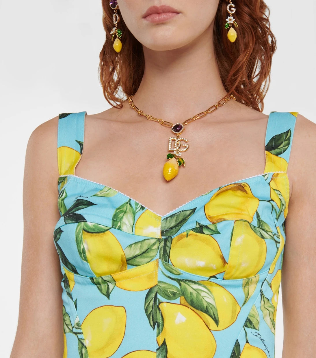Dolce&Gabbana - توب كورسيه من مزيج القطن بطبعة