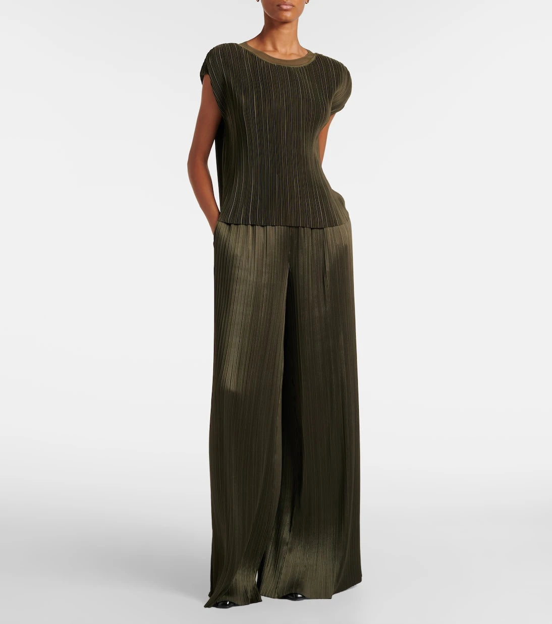 Joseph - Amber plissé satin wide-leg pants