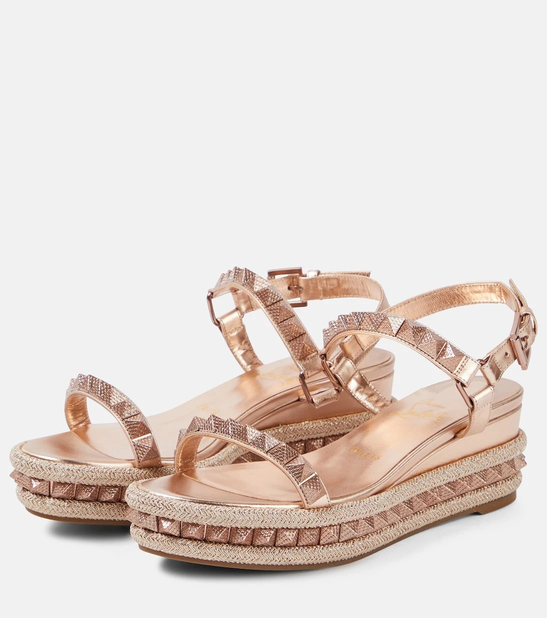 Christian Louboutin - Pyra Clou leather espadrille wedges