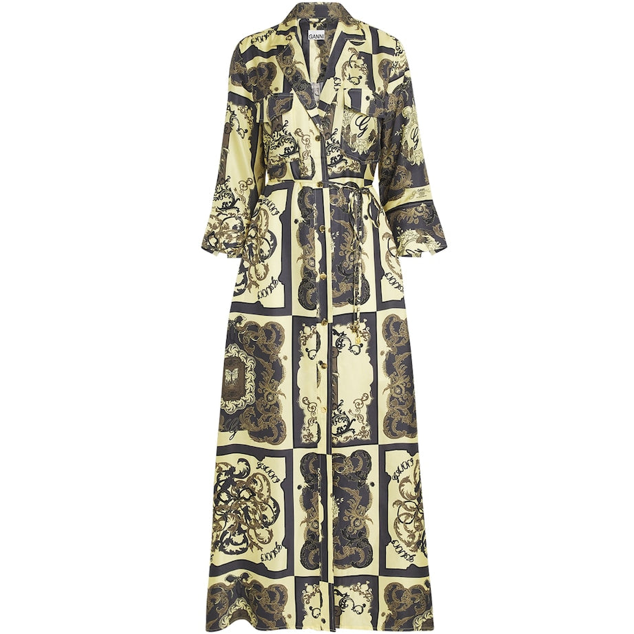 GANNI Multi Silk Ornate Maxi Dress