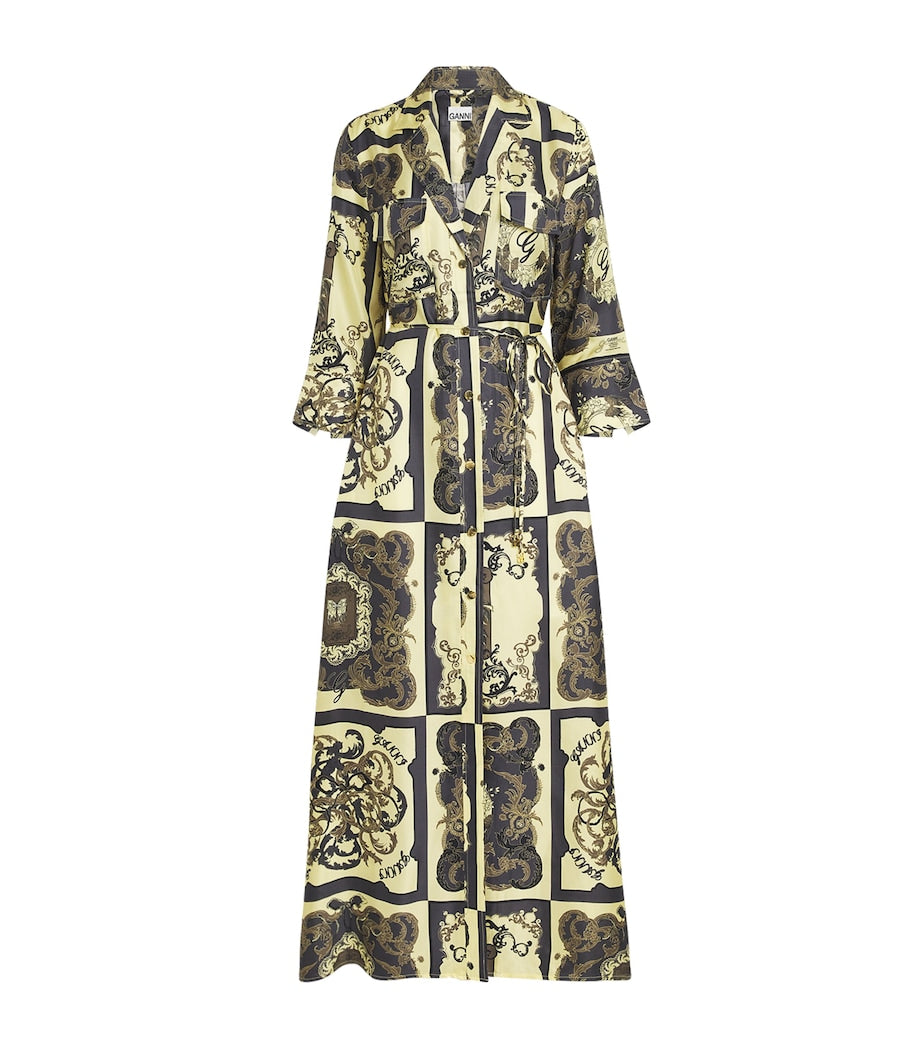 GANNI Multi Silk Ornate Maxi Dress