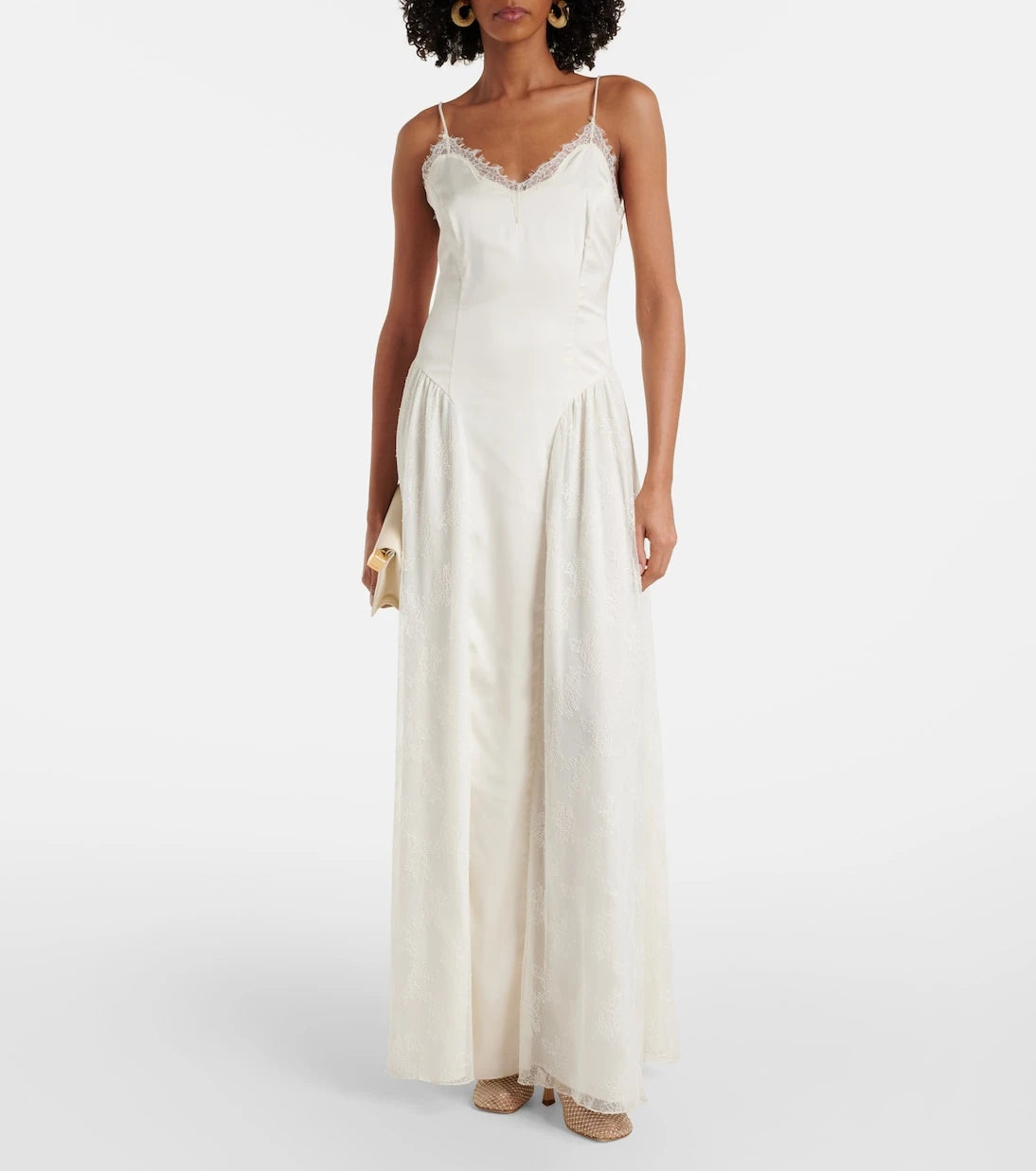Rotate - Bridal lace-trimmed satin maxi dress