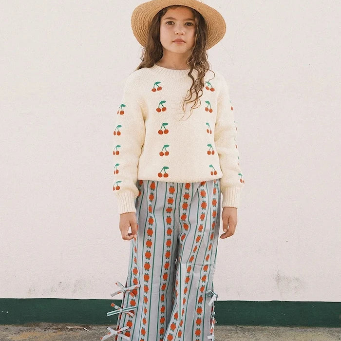 Детски памучен пуловер Tinycottons MINI CHERRIES SWEATER
