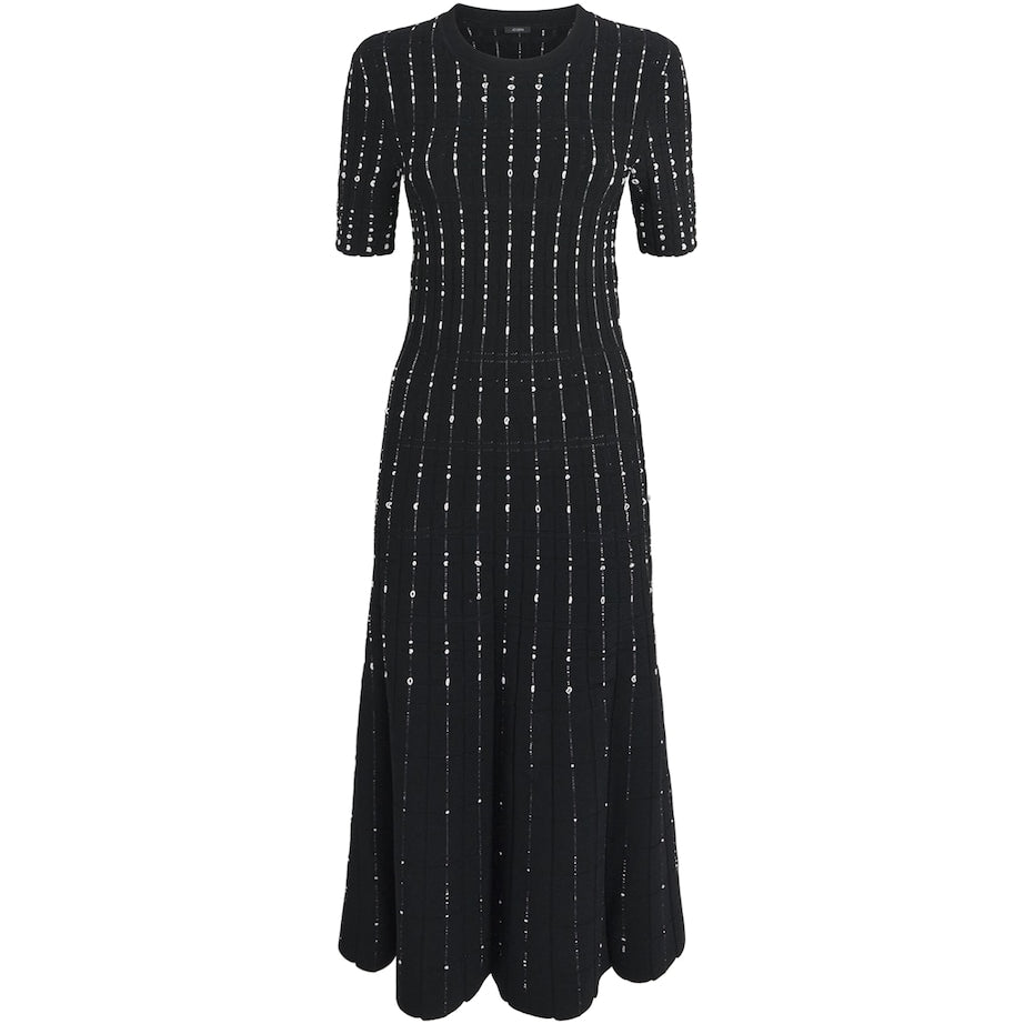 Fragmented Stripes Dress BLACK/IVORY