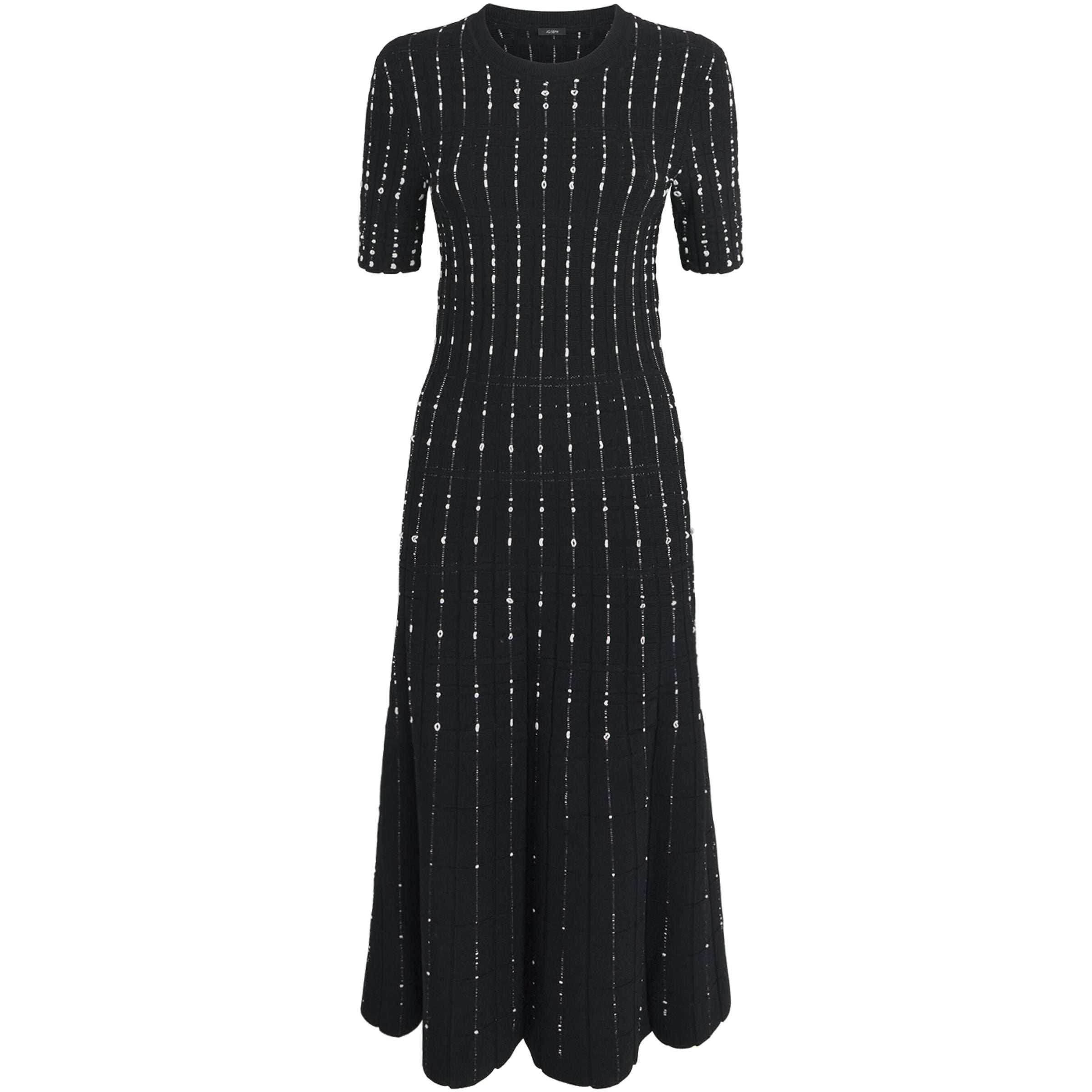 Fragmented Stripes Dress BLACK/IVORY