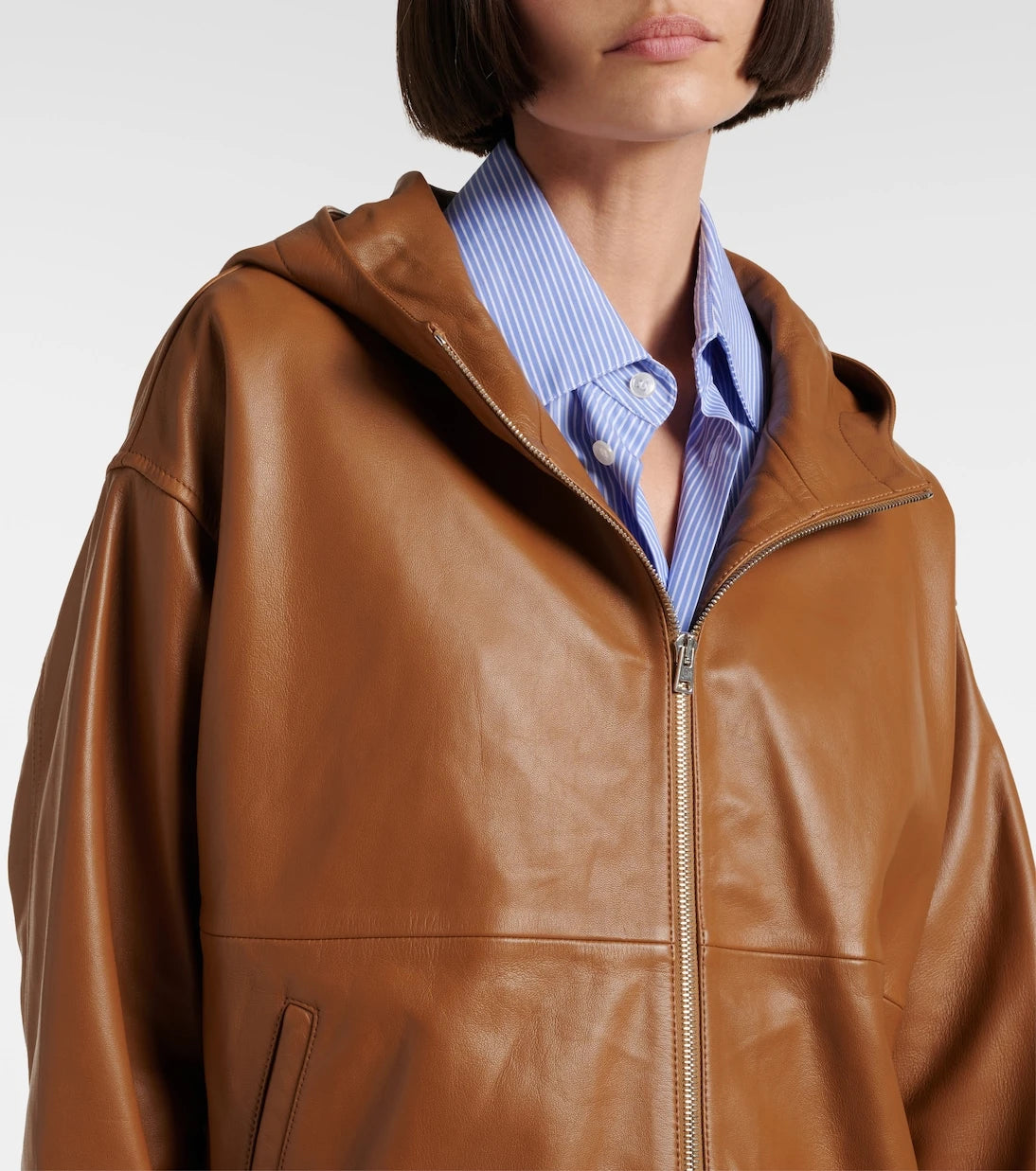 Yves Salomon - Hooded leather jacket