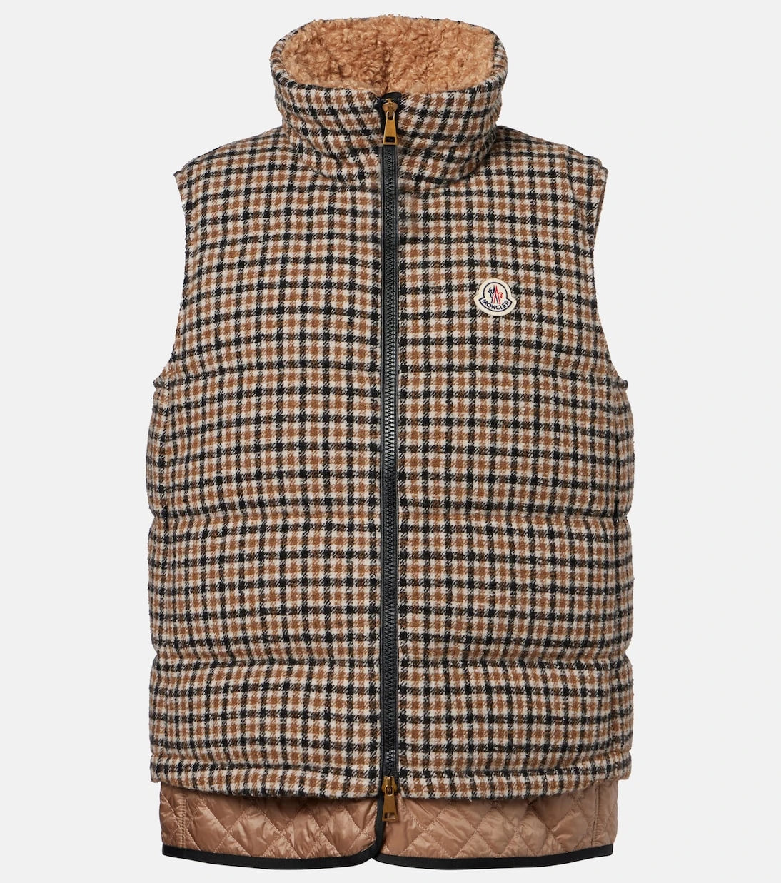 Moncler - Touvet checked wool-blend down vest