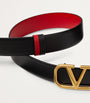 Valentino Garavani Black Leather Reversible VLogo Signature Belt