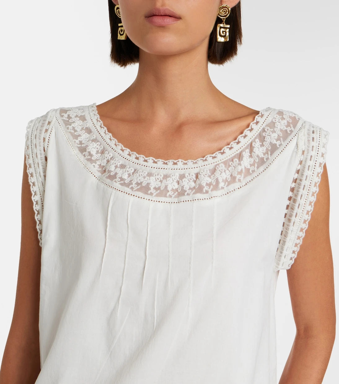 Posse - Danielle lace-trimmed cotton minidress