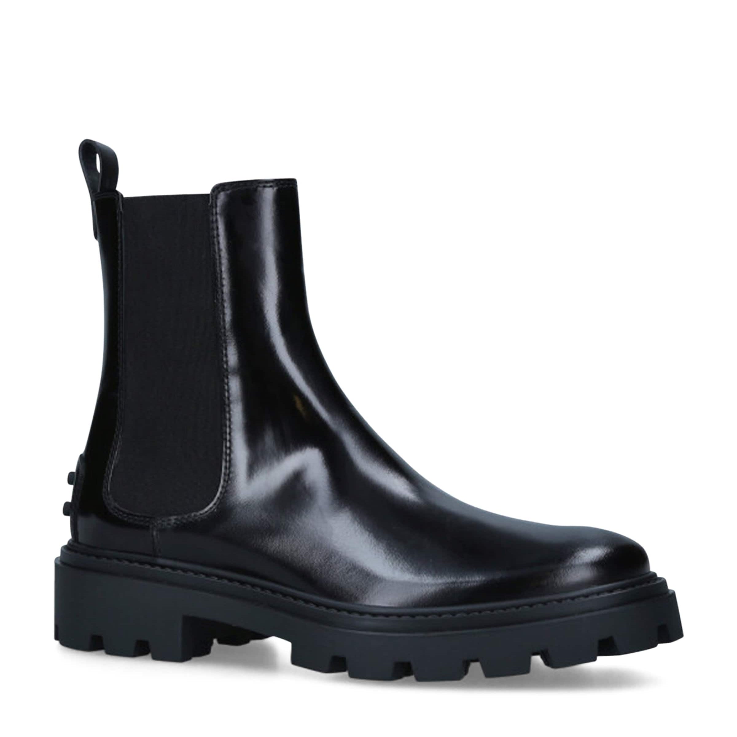 Tod's Black Leather Gomma Pesante Chelsea Boots