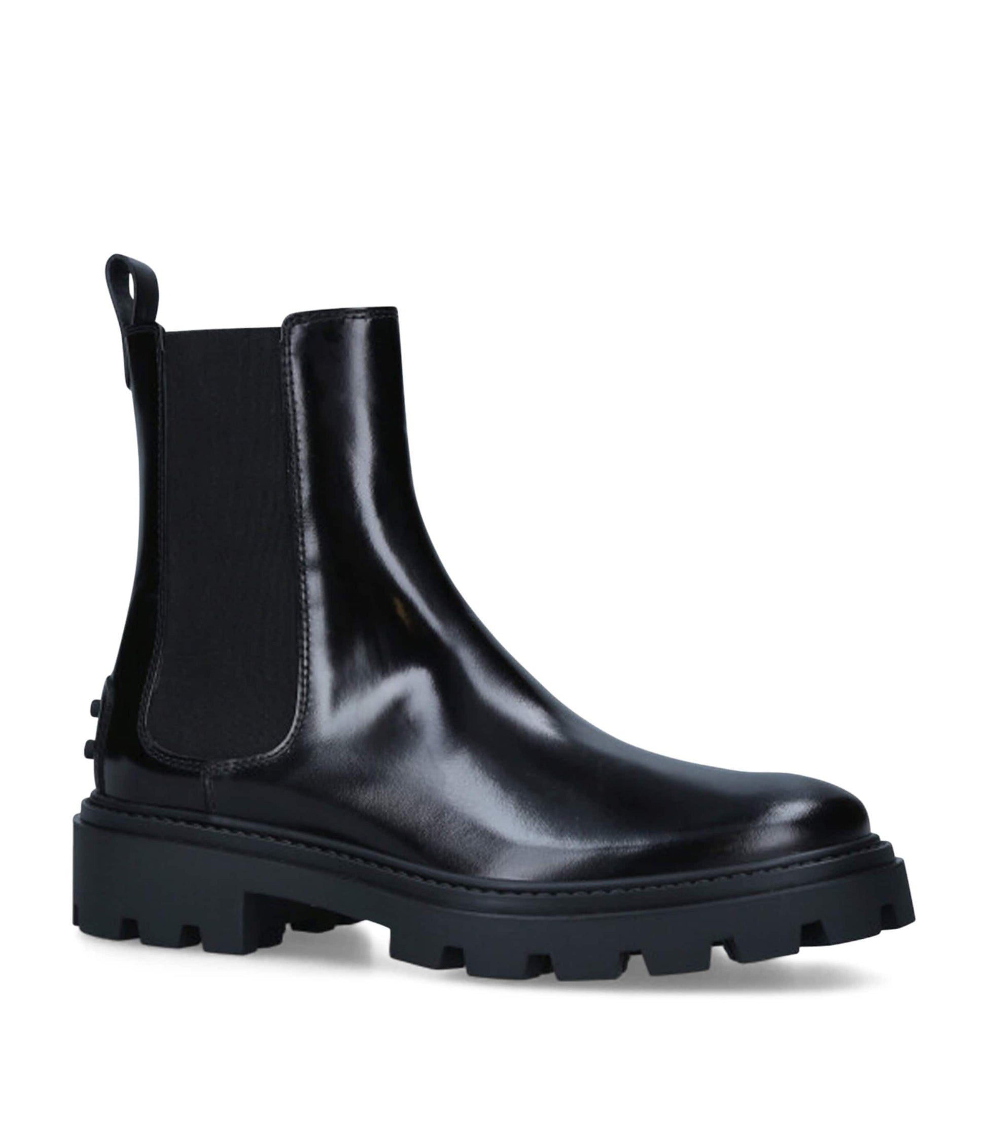 Tod's Black Leather Gomma Pesante Chelsea Boots