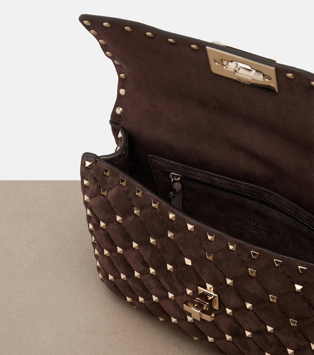 Valentino Garavani - Rockstud Spike Medium suede top-handle bag