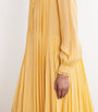 Yellow Silk High-Neck Pleated Gown