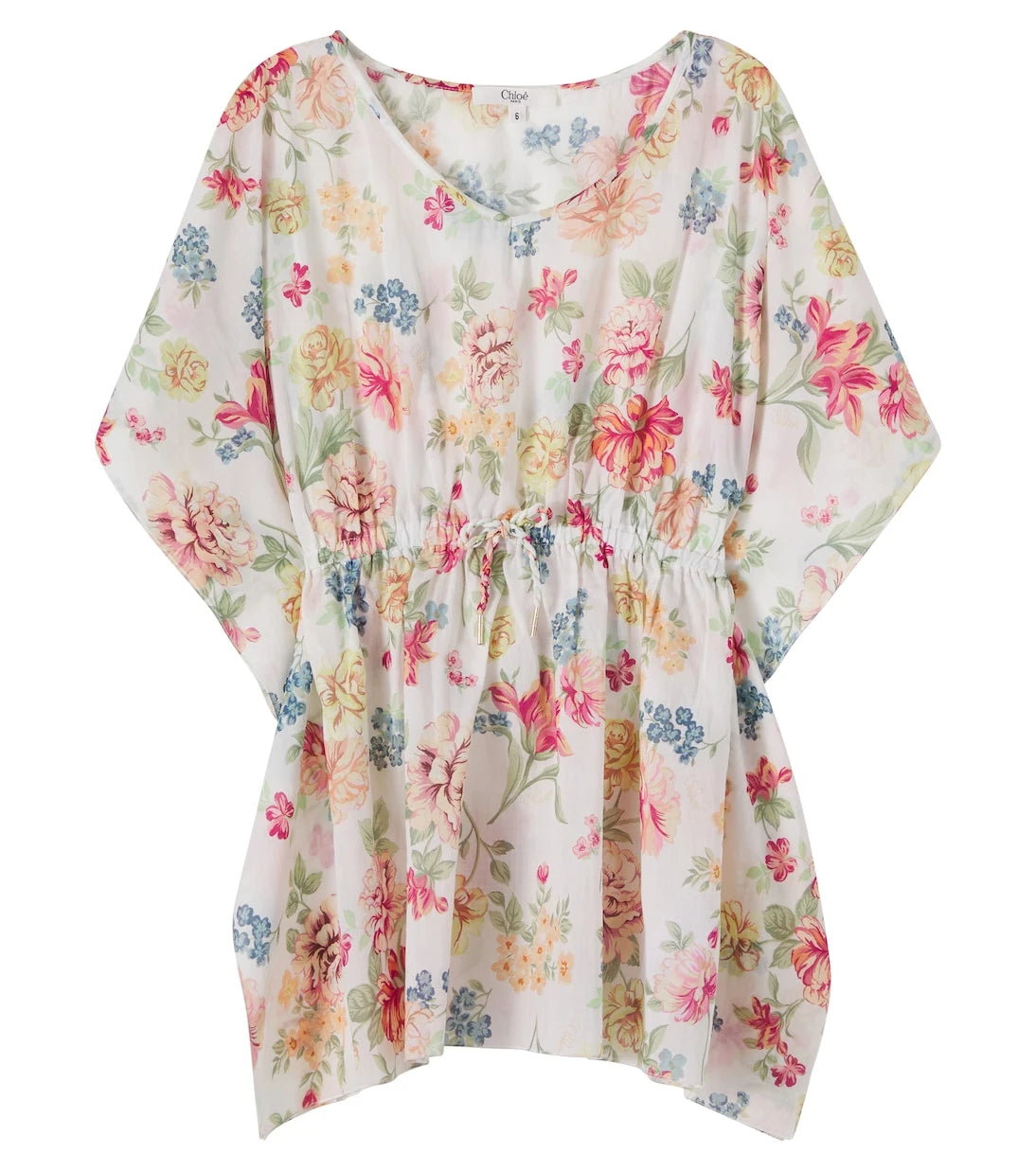 Chloé Kids - Floral drawstring cotton beach cover-up