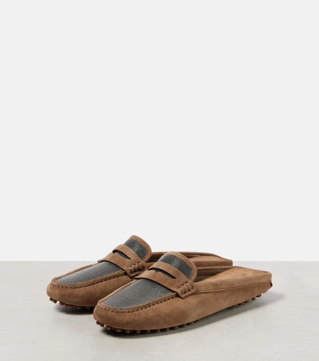 Brunello Cucinelli - Monili suede driving mules