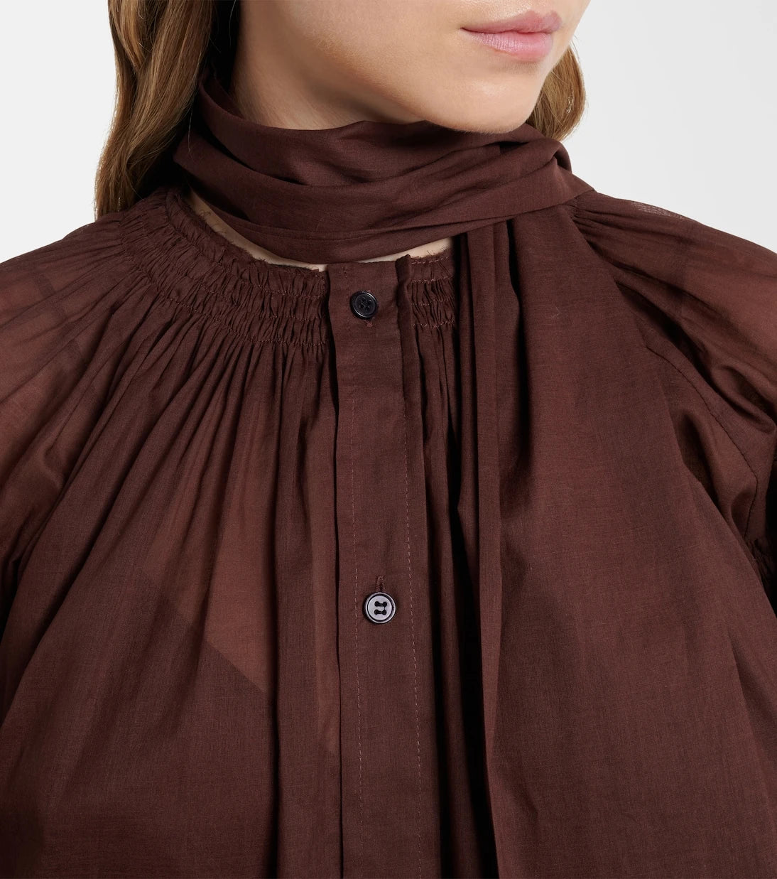 Plan C - Tie-neck cotton blouse